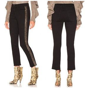 MOTHER The Rascal Ankle Fray Jeans Black Gold Beaded Guilty Flash 26